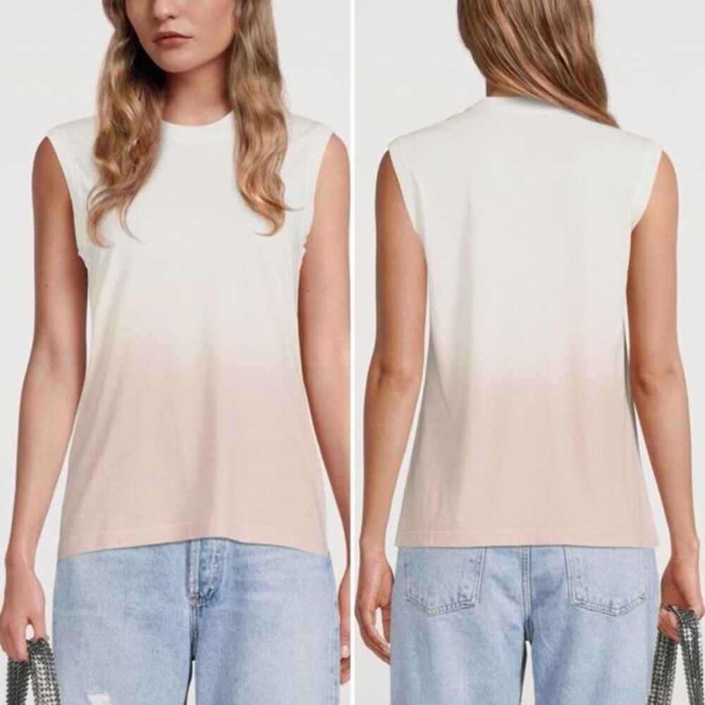 ATM Anthony Thomas Melillo NWT Crewneck Muscle Cotton Tank in Chalk/Dusty Rose S